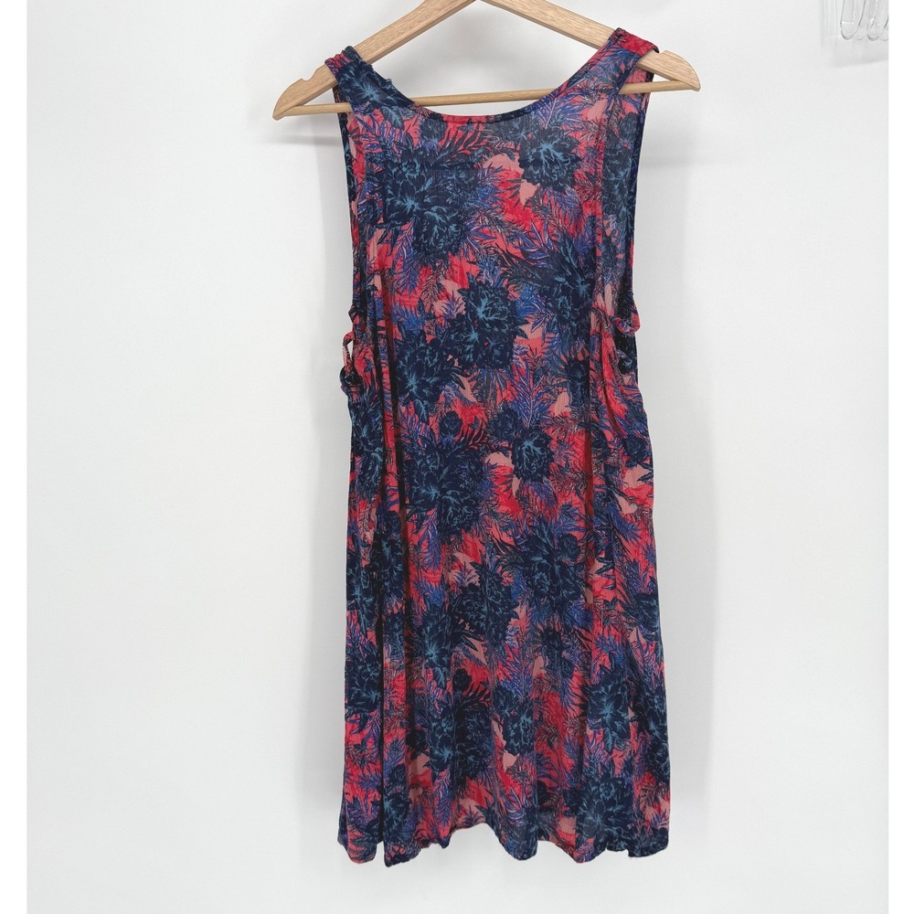 Roxy Floral Print Sleeveless Mini Dress Pink Blue Tropical Viscose‎ Size S